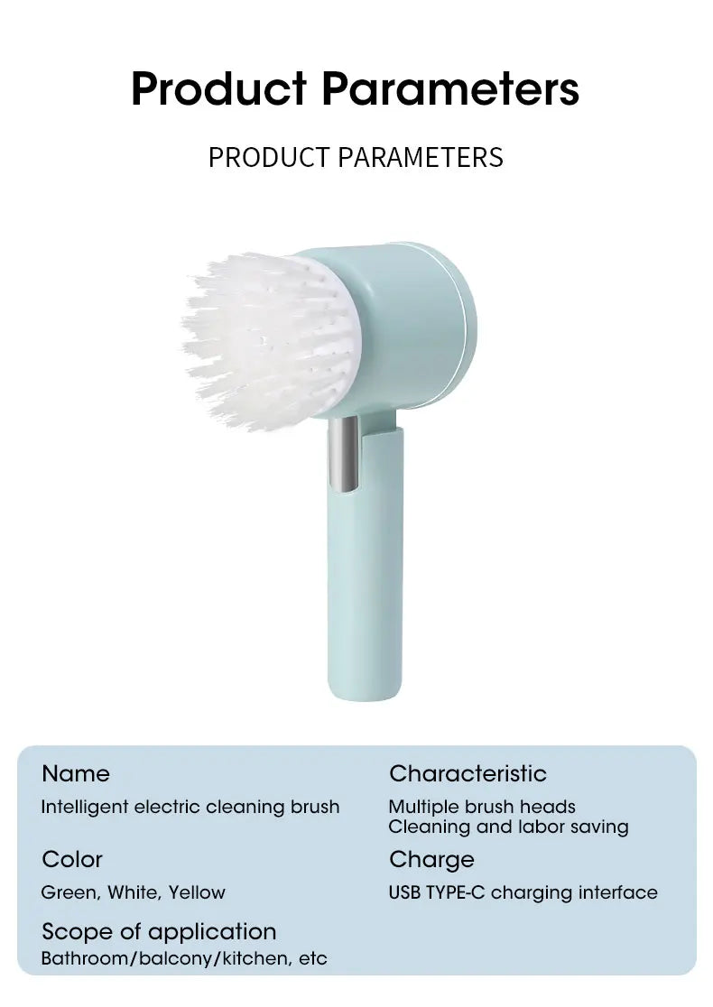 Brosse Électrique Sans Fil – Recharge USB & 5 Têtes Incluses