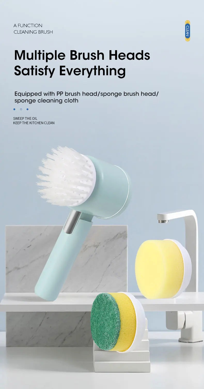 Brosse Électrique Sans Fil – Recharge USB & 5 Têtes Incluses
