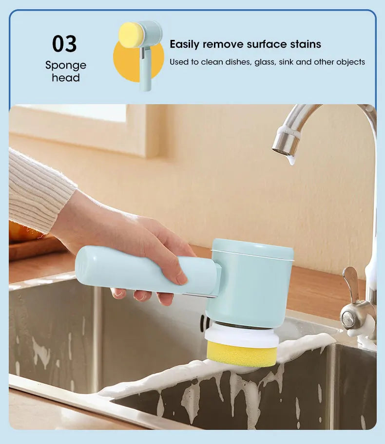 Brosse Électrique Sans Fil – Recharge USB & 5 Têtes Incluses