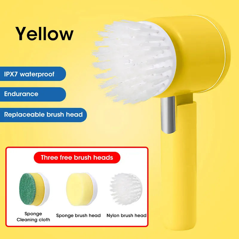 Brosse Électrique Sans Fil – Recharge USB & 5 Têtes Incluses