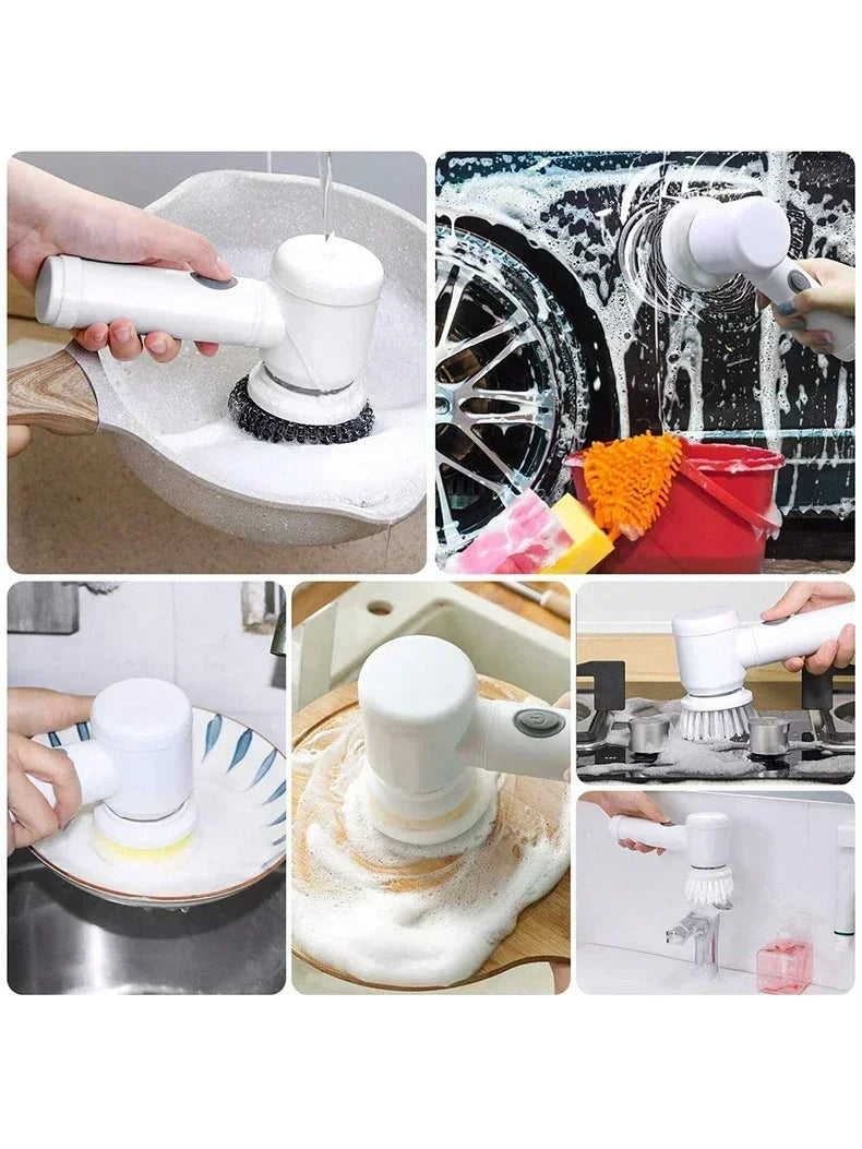 Brosse Électrique Sans Fil – Recharge USB & 5 Têtes Incluses