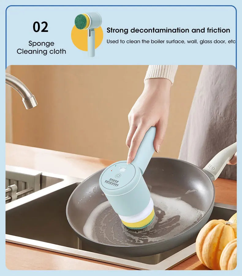 Brosse Électrique Sans Fil – Recharge USB & 5 Têtes Incluses