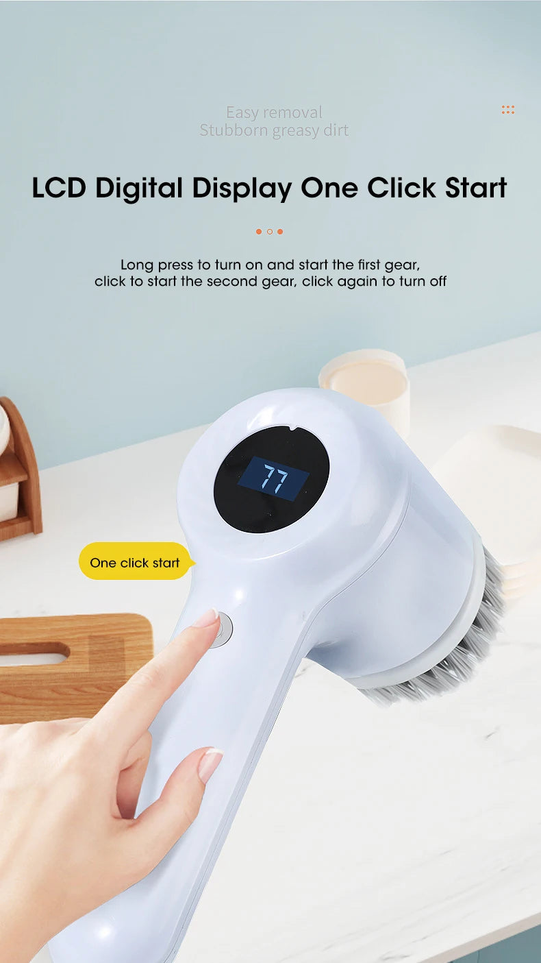 Brosse Électrique Sans Fil – Recharge USB & 5 Têtes Incluses