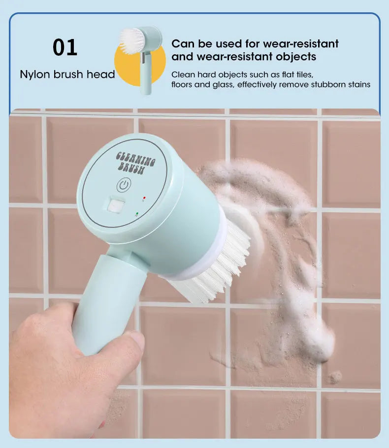 Brosse Électrique Sans Fil – Recharge USB & 5 Têtes Incluses