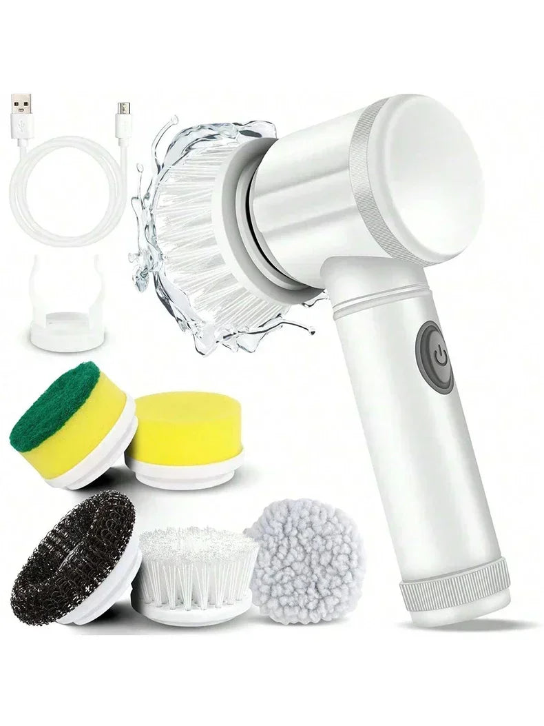 Brosse Électrique Sans Fil – Recharge USB & 5 Têtes Incluses