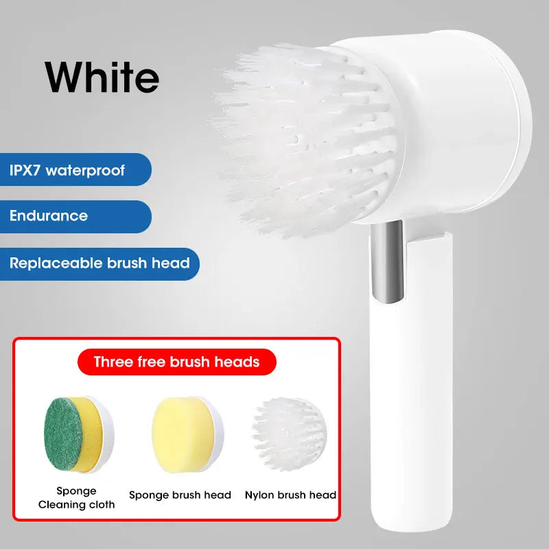 Brosse Électrique Sans Fil – Recharge USB & 5 Têtes Incluses