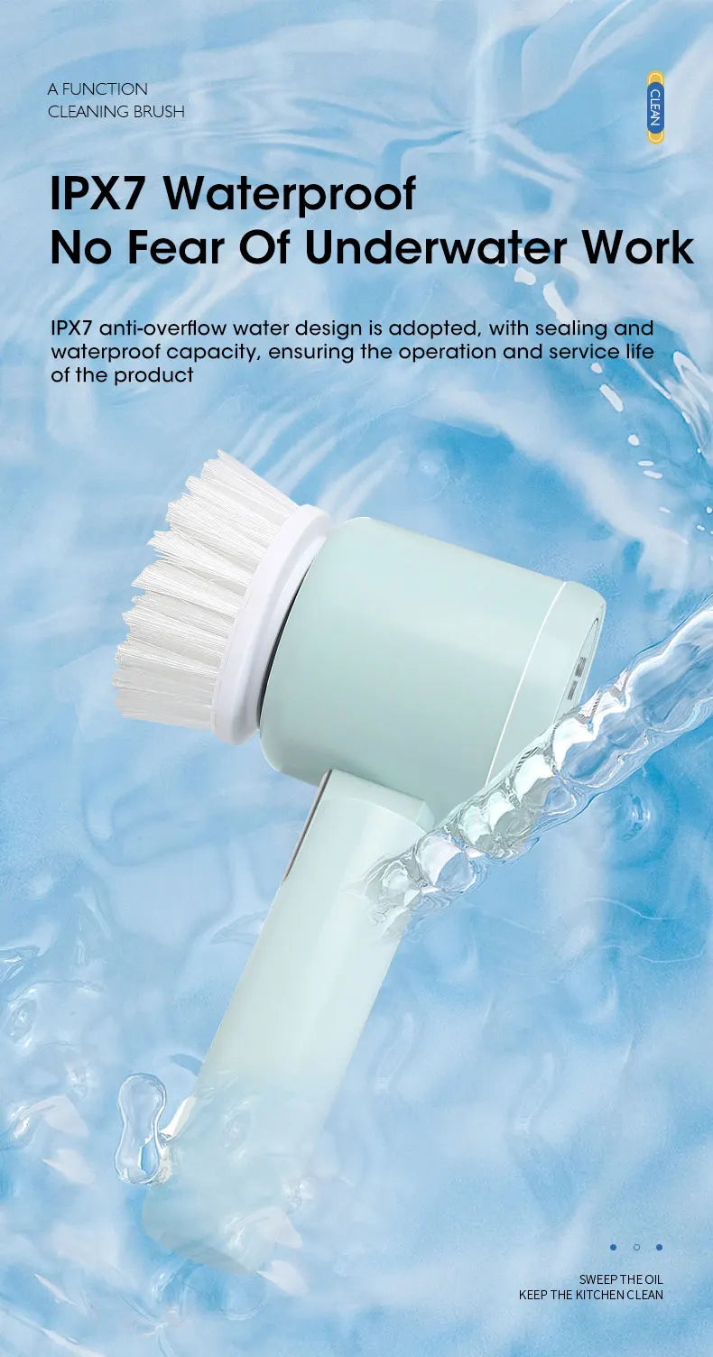 Brosse Électrique Sans Fil – Recharge USB & 5 Têtes Incluses