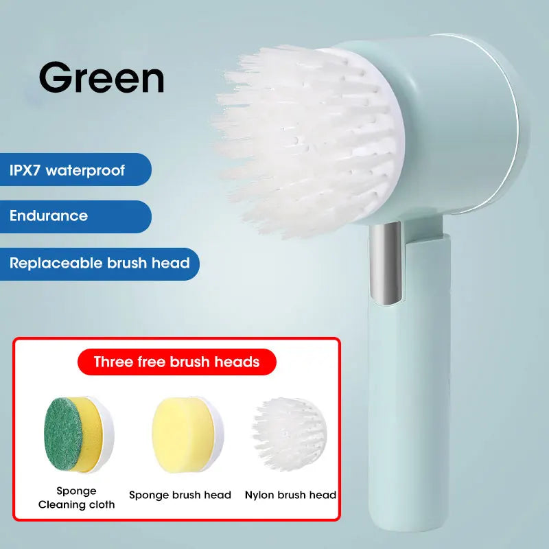 Brosse Électrique Sans Fil – Recharge USB & 5 Têtes Incluses